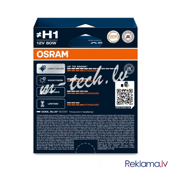 O62150CBB-2HB - OSRAM COOL BLUE BOOST 62150CBB-2HB ~H1 P14.5s 12V 80W Rīga - foto 1