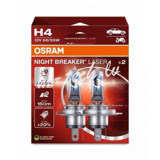 O64193NL-2HB - OSRAM NIGHT BREAKER LASER 64193NL-2HB H4 P43t 12V 60/55W Rīga