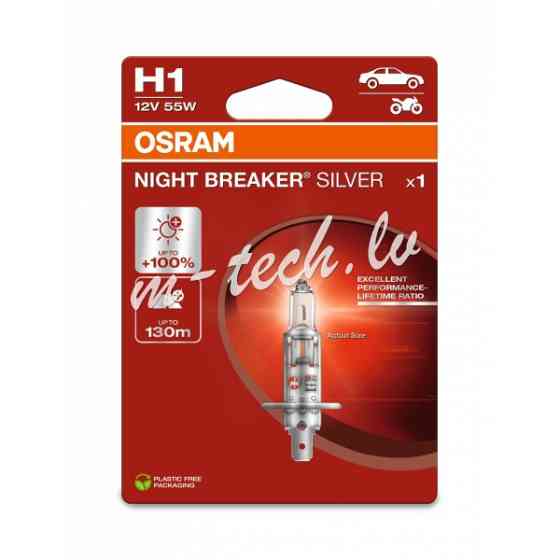 O64150NBS-1BL - OSRAM NIGHT BREAKER SILVER 64150NBS-1BL H1 P14.5s 12V 55W Rīga