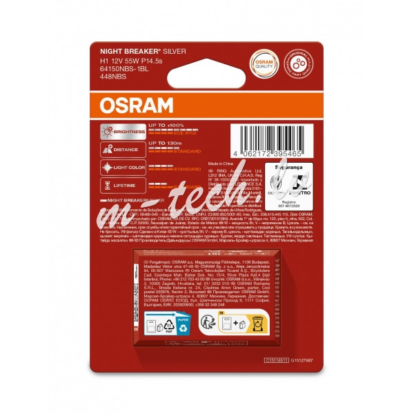 O64150NBS-1BL - OSRAM NIGHT BREAKER SILVER 64150NBS-1BL H1 P14.5s 12V 55W Рига - изображение 2