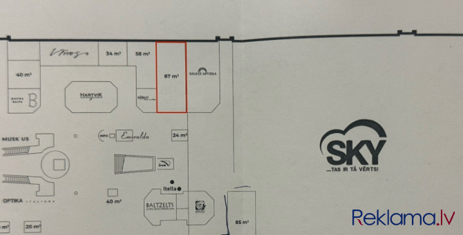 Telpas centrālā vietā t/c SKY AND MORE.  + Telpa regulāras formas; + atrodās start pārtikas veikalu  Рига - изображение 8